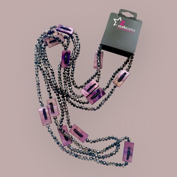 StellaZeta Purple Shell Beaded Necklace - Picture 1 of 4